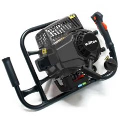Wiltec Erdlochbohrer 2,2kW 3 PS 63 ccm Benzinmotor, Erdbohrer mit 2 Takt Motor, Pfahlbohrer Motorerdbohrer für saubere Bohrungen