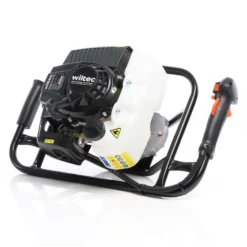 Wiltec Erdlochbohrer 2,2kW 3 PS 63 ccm Benzinmotor, Erdbohrer mit 2 Takt Motor, Pfahlbohrer Motorerdbohrer für saubere Bohrungen