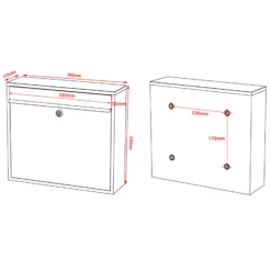 Wiltec 2er Set Briefkasten V13 schwarz 1000 x 150 x 1200 mm, Wandbriefkasten mit Schloss, Klappe, Ständer, Postkasten aus Stahl pulverbeschichtet