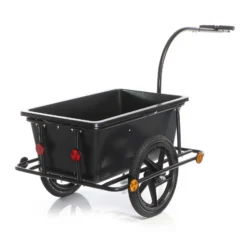 Wiltec Fahrrad Lastenanhänger 158x69x51 cm bis 80 kg, Fahrradanhänger mit 90 L Transportwanne, Kupplung und Luftreifen, Handwagen Anhänger für Fahrrad