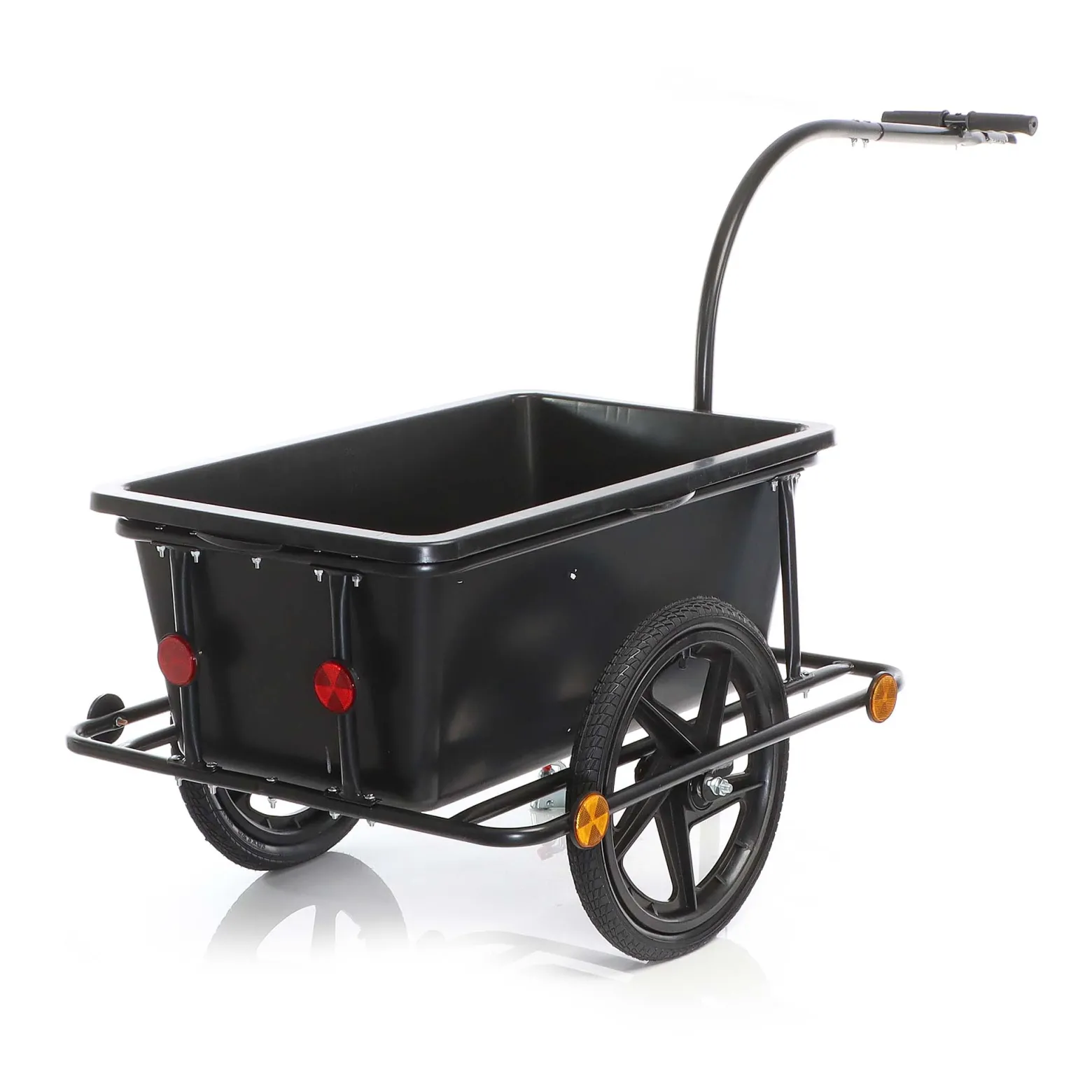 Wiltec Fahrrad Lastenanhänger 158x69x51 cm bis 80 kg, Fahrradanhänger mit 90 L Transportwanne, Kupplung und Luftreifen, Handwagen Anhänger für Fahrrad