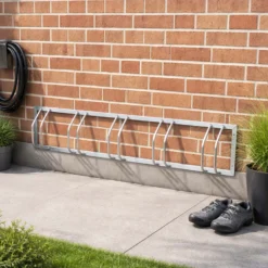 Wiltec Fahrradständer für 5 Fahrräder 158x39,5x22,5cm aus verzinktem Stahl und für Wandmontage geeignet Reihenparker Fahrradbügel