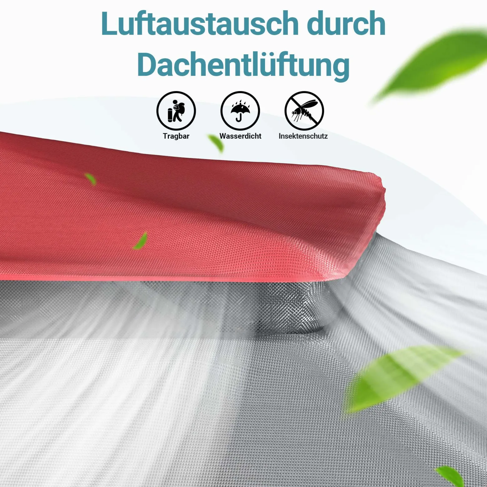 Wiltec Faltpavillon Moskitonetz 3,92 x 3,92 m grau rot, Gartenpavillon mit Rädern und Mückennetz, Partyzelt mit "One Push"-Technik und verstellbaren Beinen