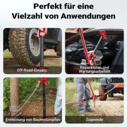 Wiltec Farm Jack – Profi-Klemm-Set, 60‘‘ Wagenheber bis 3000 kg und max. 135 cm Hubhöhe mit obere Klemme