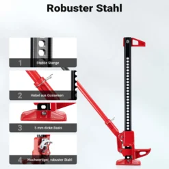 Wiltec Farm Jack – Profi-Klemm-Set, 60‘‘ Wagenheber bis 3000 kg und max. 135 cm Hubhöhe mit obere Klemme