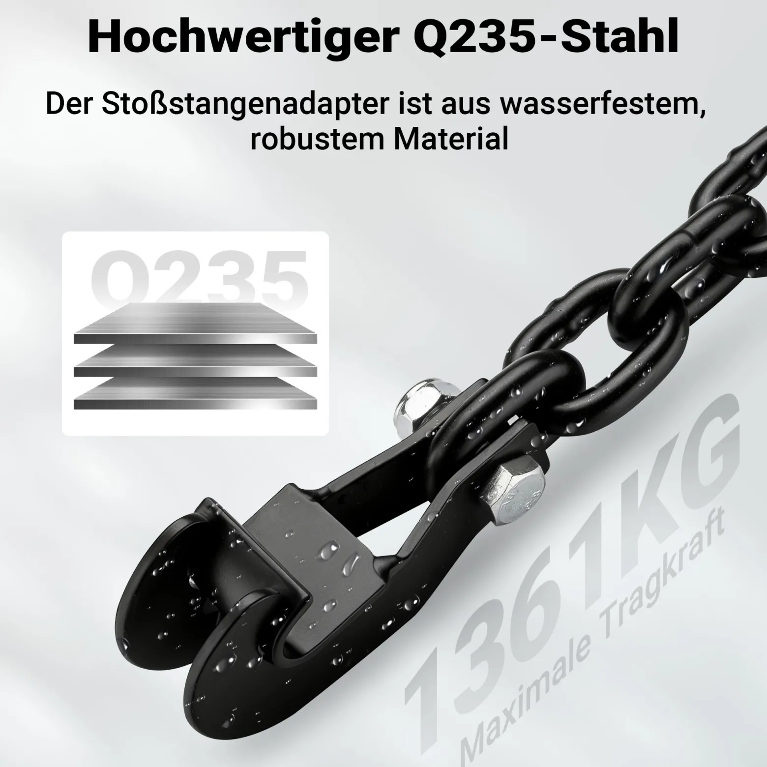 Wiltec Farm Jack Stoßstangenadapter bis 1361 kg, Wagenheberadapter für Stoßstange, Farm Jack Zubehör Stahl, Wagenheber Adapter für schnelles Anheben