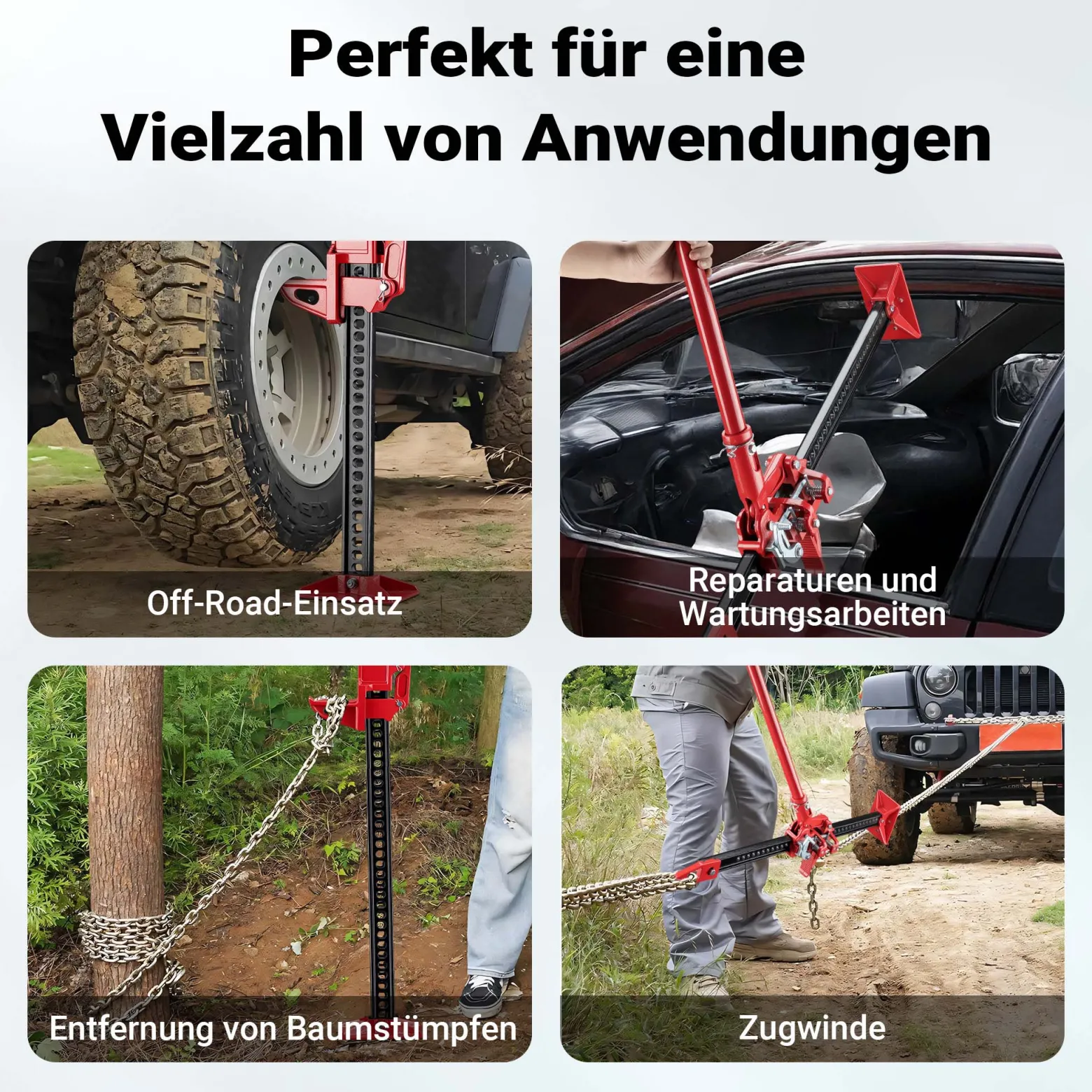 Wiltec Farm Jack – Universal-Set Basis Wagenheber bis 3000 kg und max. 105 cm Hubhöhe mit Reserverad-Halterung