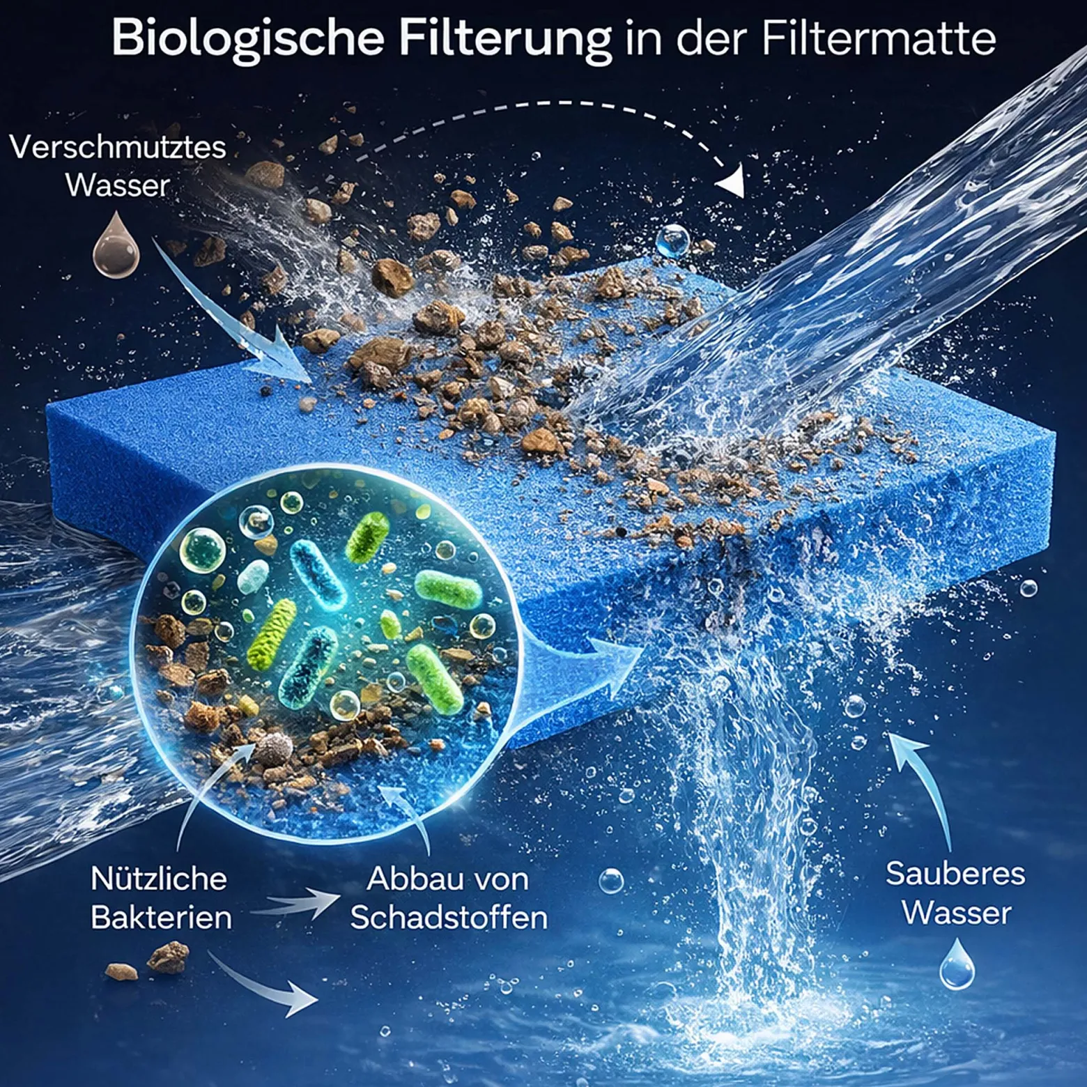 Wiltec Filtermatte Schaumstoff 50 x 50 x 10 cm mittlere Porung 20 ppi für Teichfilter Aquarienfilter Aquarium Filter Außenfilter Wasser