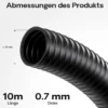Wiltec Flexibler Förderschlauch 10m Spiralschlauch 38mm (1 1/2") schwarz mit Verstärkungsspirale Bewässerung Wasser Teich