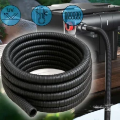 Wiltec Flexibler Förderschlauch 25m Spiralschlauch 19mm (3/4") schwarz mit Verstärkungsspirale Bewässerung Wasser Teich