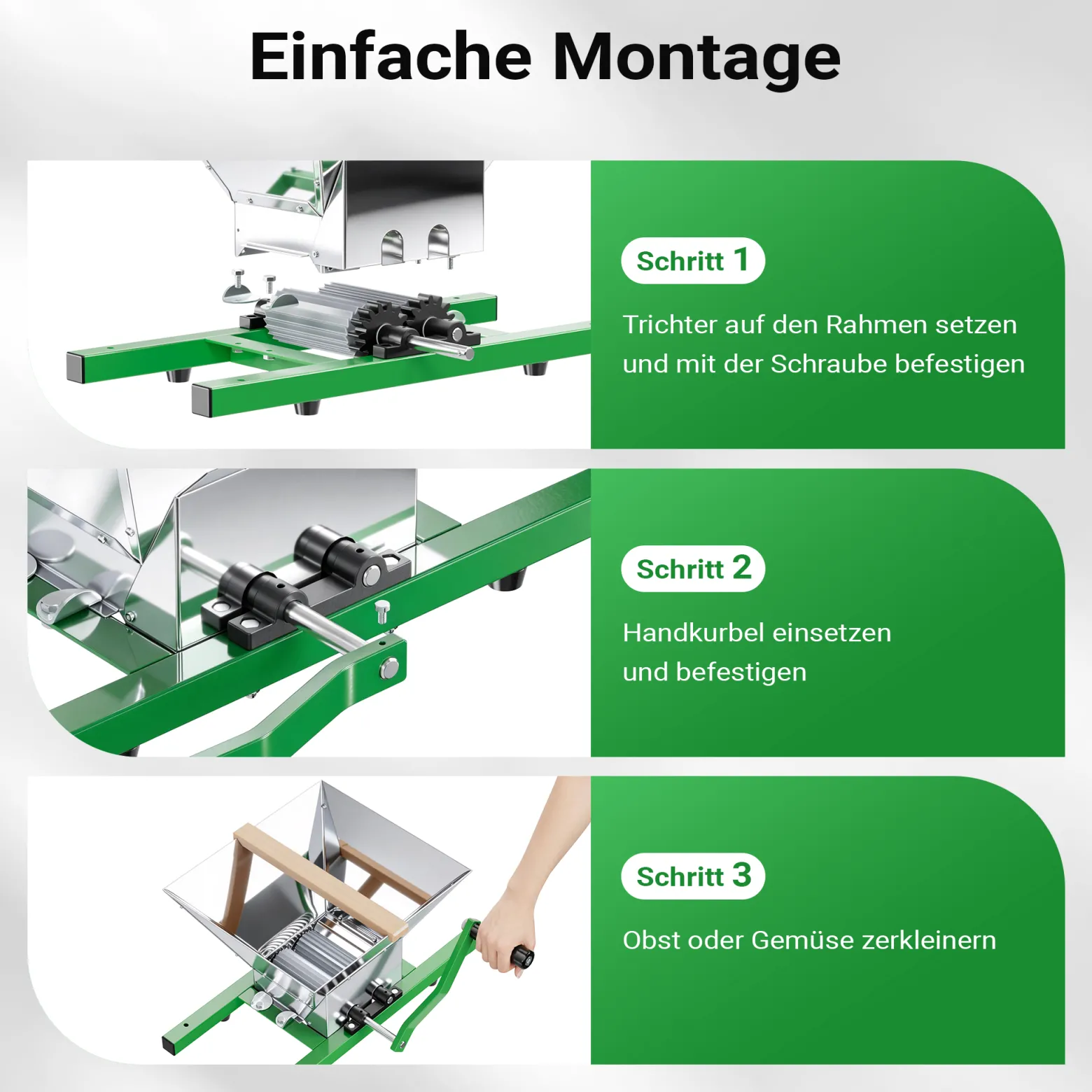 Wiltec Fruchtmühle mit 7 L Trichter, Obstmühle mit Handkurbel, Obstpresse für weiche Früchte wie Trauben und Beeren