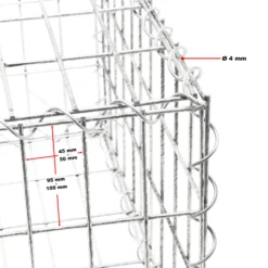 Wiltec Gabione 100 x 50 x 30 cm aus Drahtgitter, feuerverzinkter Gabionenzaun, Steinkorb für Gabionenwand, Gabionen Sichtschutz und Gabionen Hochbeet