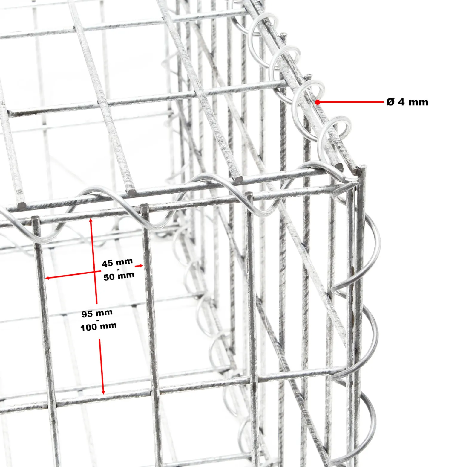 Wiltec Gabione 100 x 50 x 30 cm aus Drahtgitter, feuerverzinkter Gabionenzaun, Steinkorb für Gabionenwand, Gabionen Sichtschutz und Gabionen Hochbeet