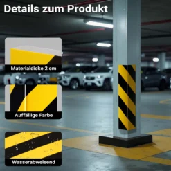 Wiltec Garagen Wandschutz 4 Stück je 400 x 75 x 20 mm, 4er-Set selbstklebender Türkantenschutz für Ihr Auto aus robustem EVA-Material, Einparkhilfe Garage