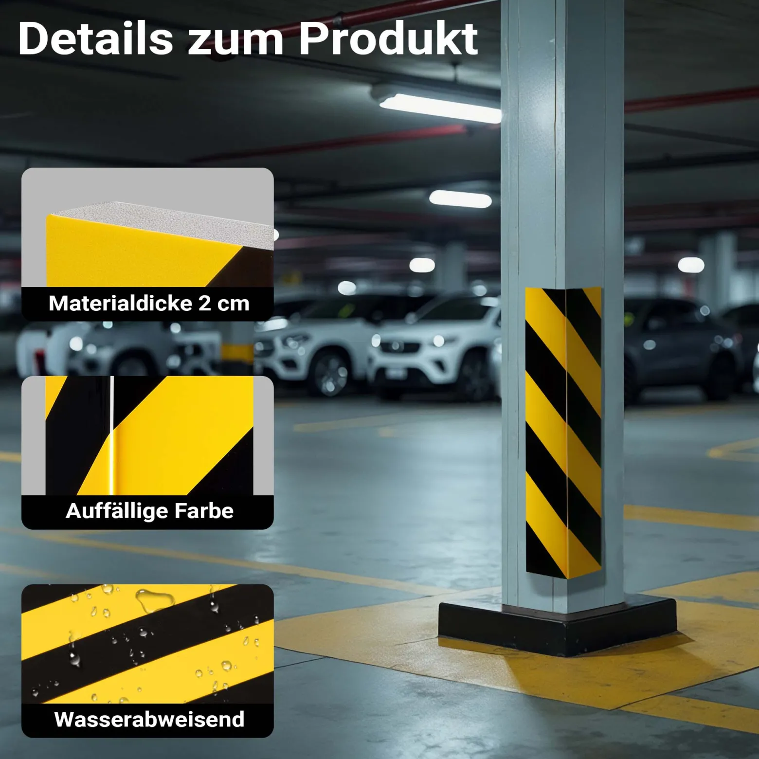 Wiltec Garagen Wandschutz 400 x 75 x 20 mm, Selbstklebender Türkantenschutz für Ihr Auto aus robustem EVA-Material, Einparkhilfe Garage