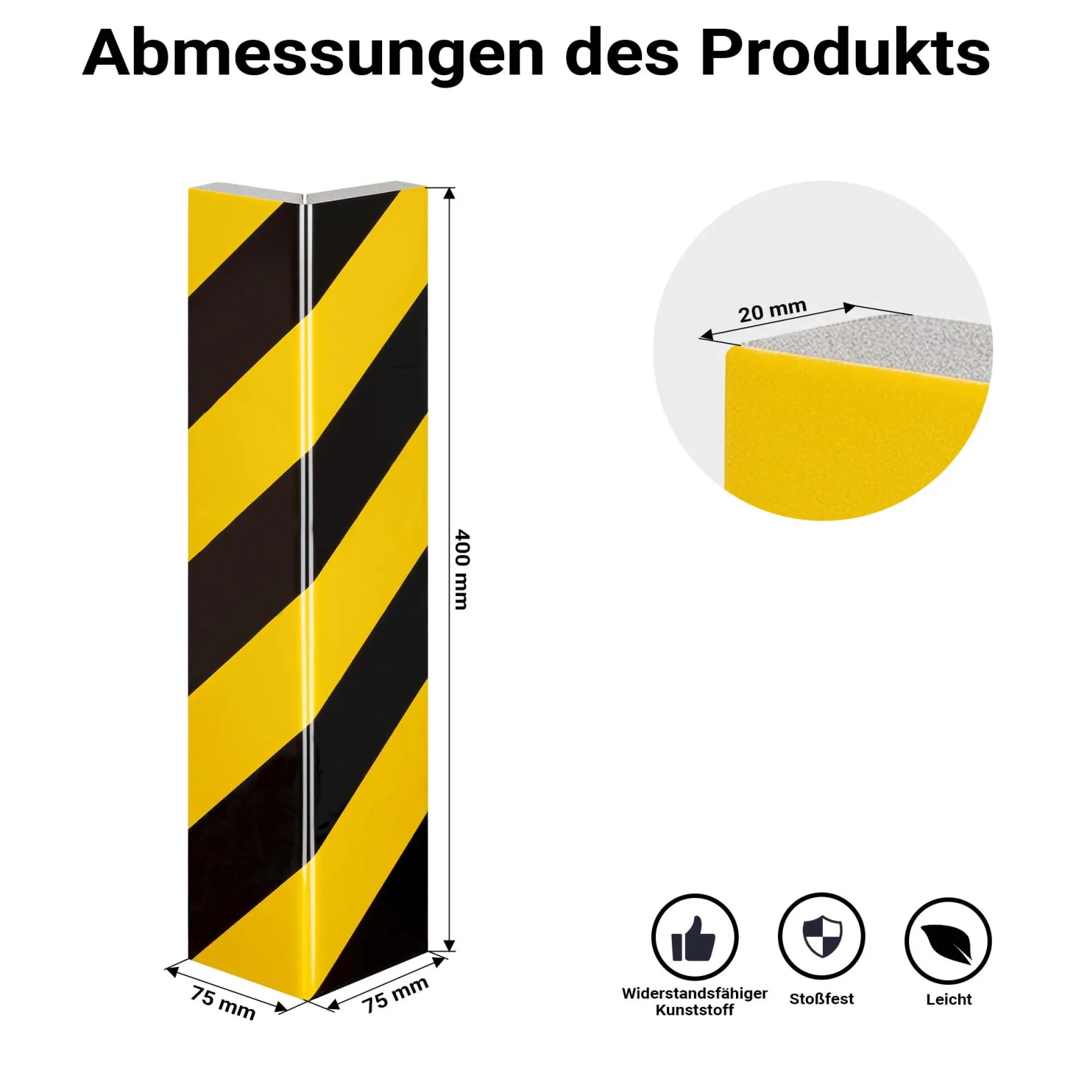 Wiltec Garagen Wandschutz 400 x 75 x 20 mm 4 Stück, Selbstklebender Türkantenschutz für Ihr Auto aus robustem EVA-Material, Einparkhilfe Garage