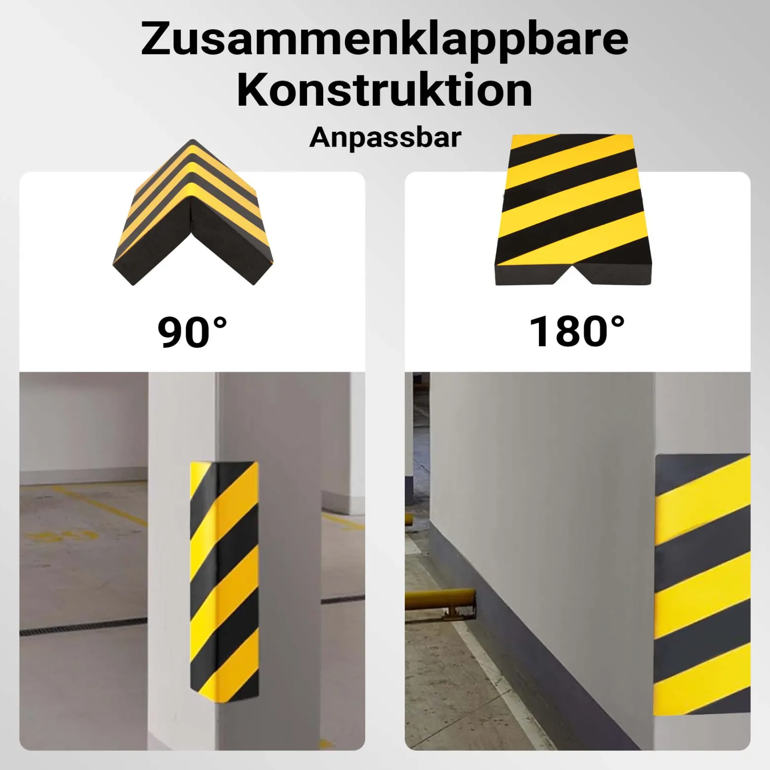 Wiltec Garagen Wandschutz 400 x 75 x 20 mm 4 Stück, Selbstklebender Türkantenschutz für Ihr Auto aus robustem EVA-Material, Einparkhilfe Garage