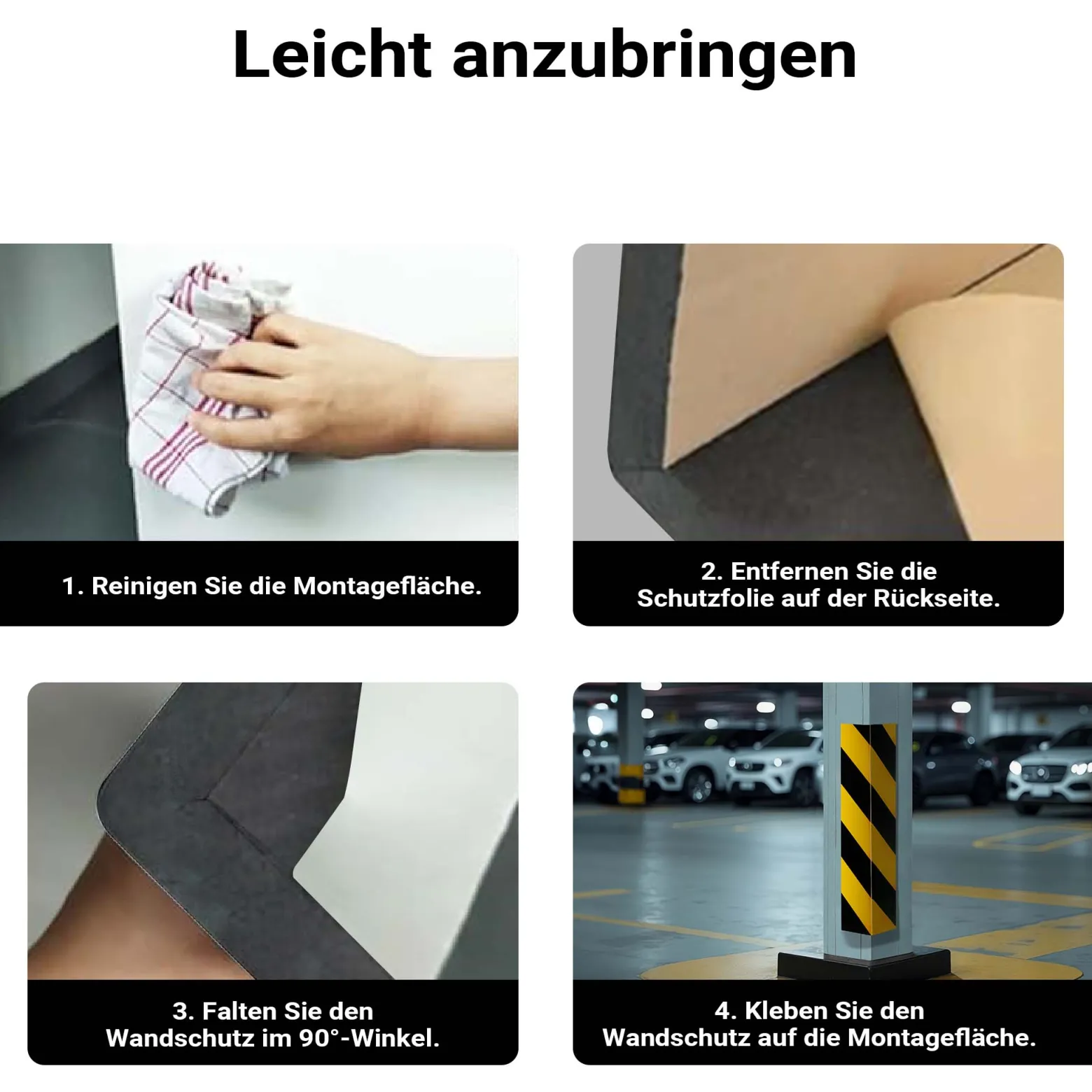 Wiltec Garagen Wandschutz 400 x 75 x 20 mm 2 Stück, Selbstklebender Türkantenschutz für Ihr Auto aus robustem EVA-Material, Einparkhilfe Garage