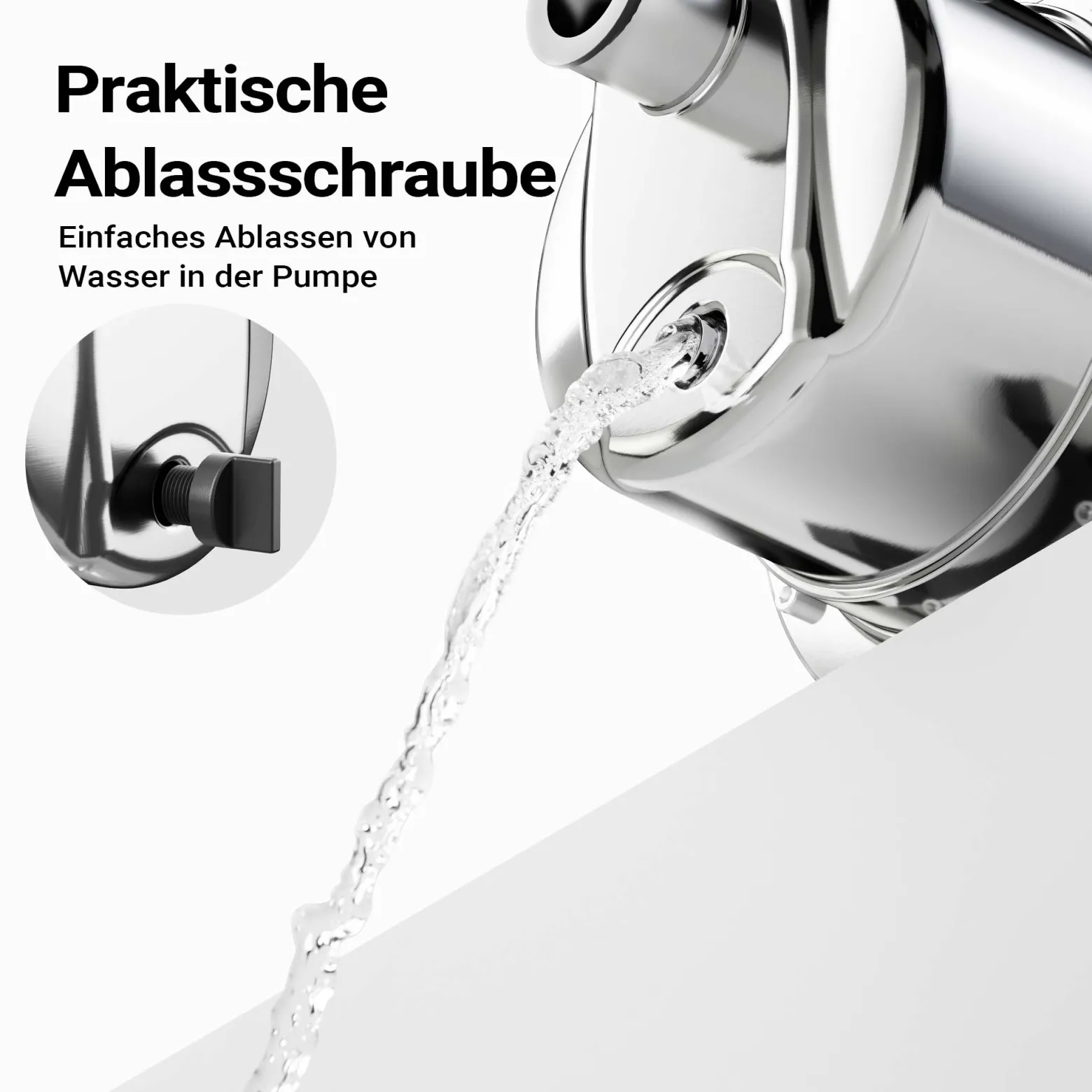 Wiltec Gartenpumpe 2800l/h, 600W, Tragegriff & Wasserablassschraube, max. Förderhöhe 35m, rostfreier Stahl Hauswasserwerk Wasserpumpe Bewässerungspumpe Regenwasserpumpe