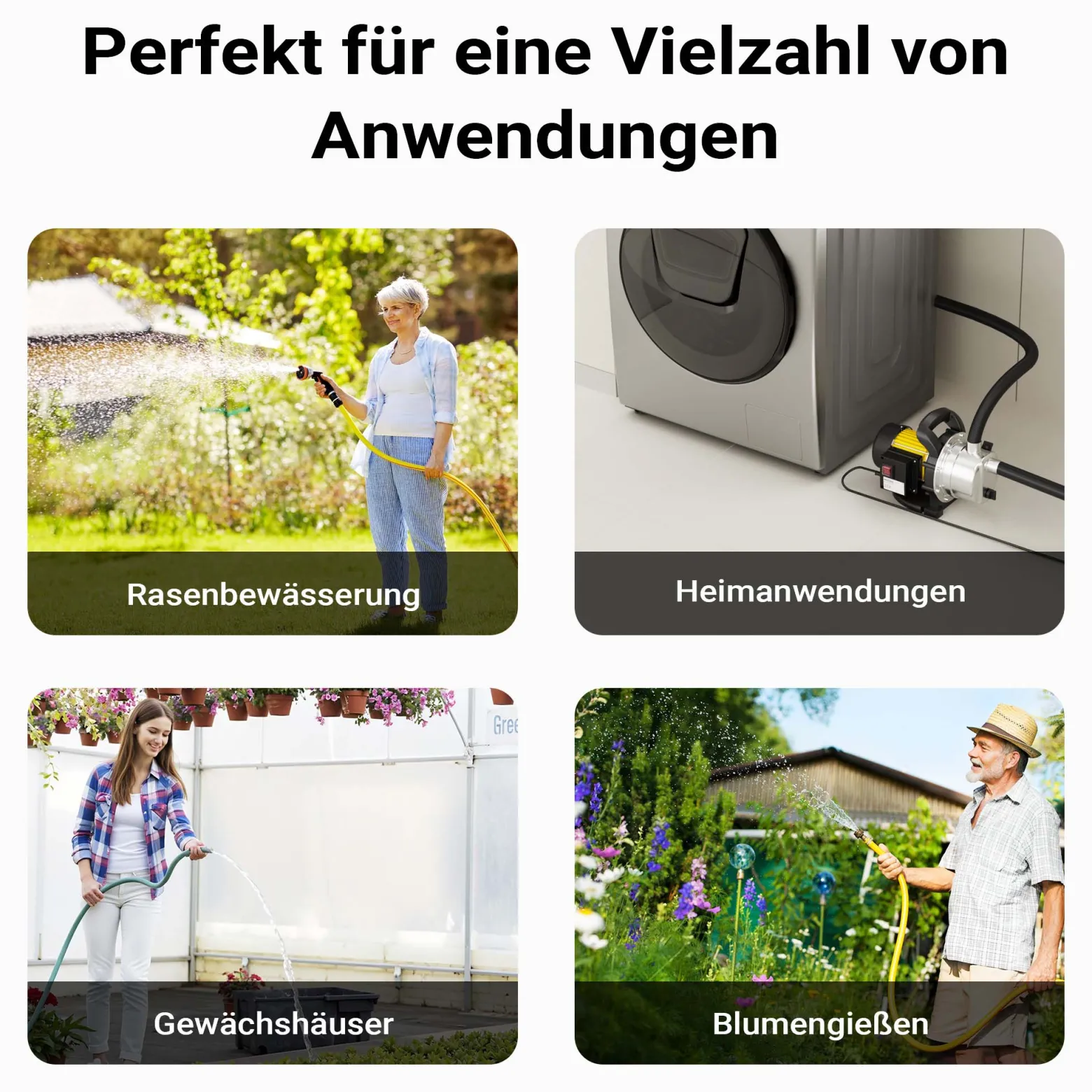 Wiltec Gartenpumpe 2800l/h, 600W, Tragegriff & Wasserablassschraube, max. Förderhöhe 35m, rostfreier Stahl Hauswasserwerk Wasserpumpe Bewässerungspumpe Regenwasserpumpe