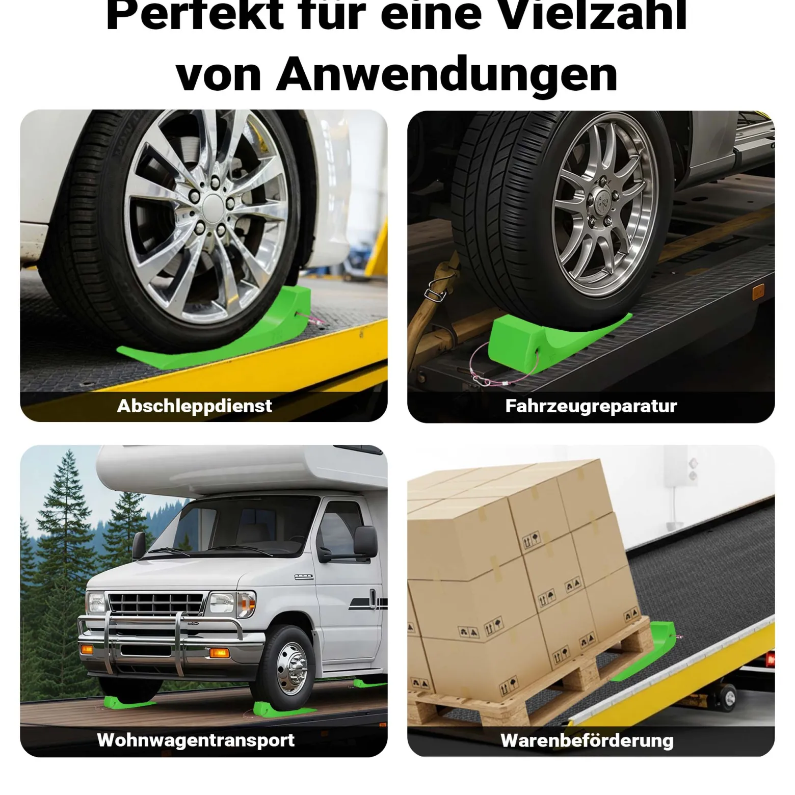 Wiltec Gleitkeile 4er Set, Ladehilfe für Abschleppdienst bis 1814 kg pro Keil, Auffahrkeile aus HDPE, perfekt für Abschleppwagen, Autotransporter, Verladerampe