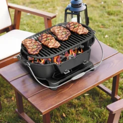 Wiltec Grilltopf aus Gusseisen, Grill für Holzkohle effiziente Hitzespeicherung, Holzkohlegrill mit Abzugssystem, Tragbarer Gusseisen Topf