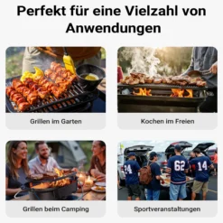 Wiltec Grilltopf aus Gusseisen, Grill für Holzkohle effiziente Hitzespeicherung, Holzkohlegrill mit Abzugssystem, Tragbarer Gusseisen Topf
