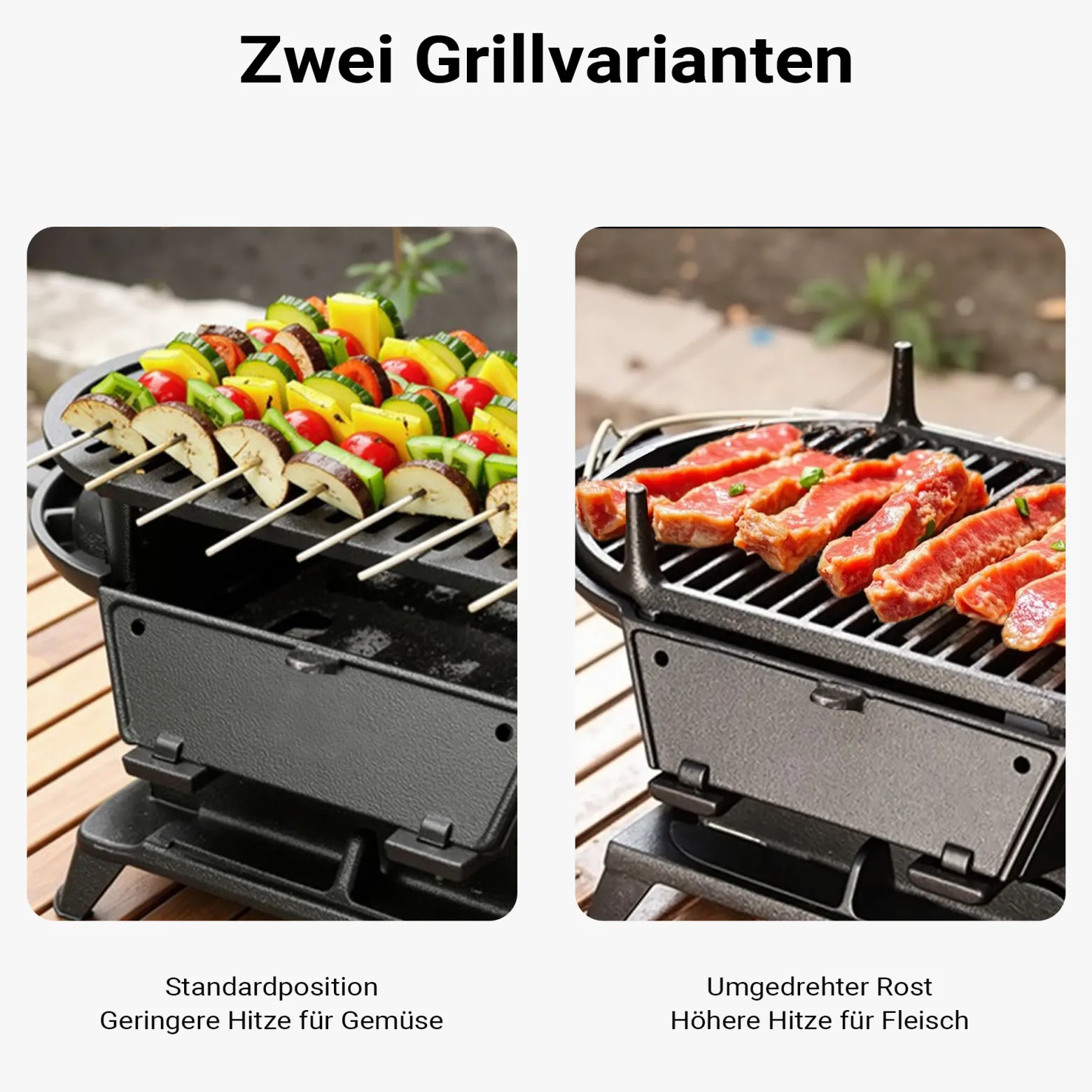 Wiltec Grilltopf aus Gusseisen, Grill für Holzkohle effiziente Hitzespeicherung, Holzkohlegrill mit Abzugssystem, Tragbarer Gusseisen Topf