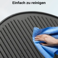 Wiltec Gusseisen Grillplatte 49,8 x 24,3 x 1,5 cm, Gusseisenplatte für Grill mit guter Hitzespeicherung, Grillgitter für typische Grillstreifen auf Grillgut, Grillzubehör für BBQ