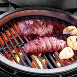 Wiltec Gusseisen Grillrost rund Ø 34,5 cm, Grillgitter für Holzkohlegrill & Gasgrill, Gussgrillrost für BBQ, Grilleinsatz matt emailliert