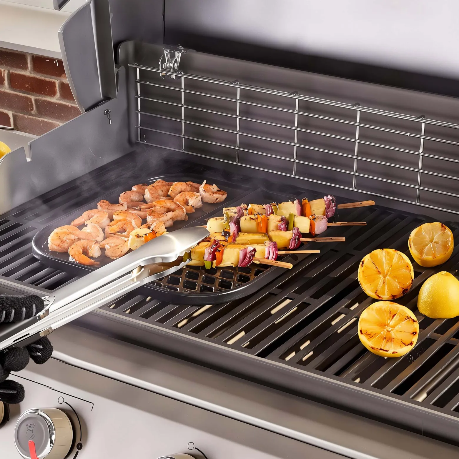 Wiltec Gusseisen Grillrost 29 x 38 cm, Grillgitter für Holzkohlegrill & Gasgrill, Gussgrillrost für BBQ, Grilleinsatz matt emailliert eckig
