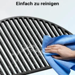 Wiltec Gusseisen Grillrost 49,8 x 24,3 x 0,9 cm, Gussrost für Grill mit guter Hitzespeicherung, Grillgitter für typische Grillstreifen auf Grillgut, Grillzubehör für BBQ