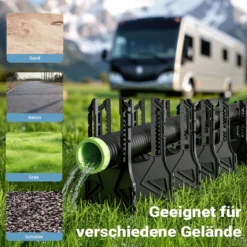Wiltec Halterung für Abwasserschläuche 3,05 m, Schlauchhalterung Abwasserschlauch für Schläuche bis Ø 94 mm, Schlauchhalter höhenverstellbar für Abwasser bei Camping, Wohnwagen und Wohnmobil