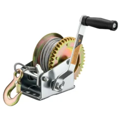 Wiltec Handseilwinde bis 550kg Übersetzung 4,1:1 130 x 190 x 160 mm, Winde mit 10m Drahtseil, Seilwinde handbetrieben, Handseilzug effizient, Forstseilwinde
