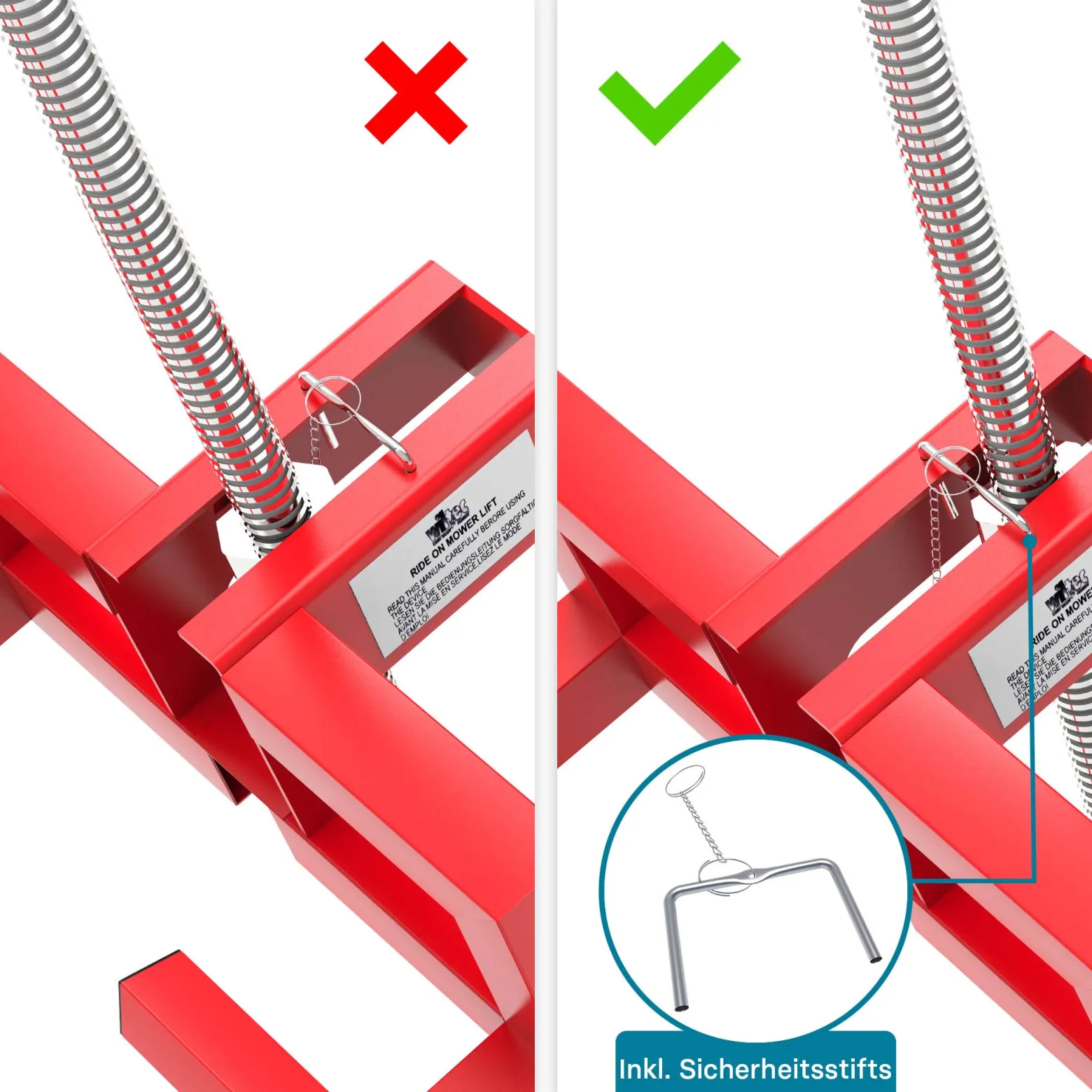Wiltec Hebevorrichtung für Aufsitzmäher Rasentraktor – bis max 400 kg – 1140 x 495 x 1030 mm – aus Stahl – Lifter als Reinigungshilfe