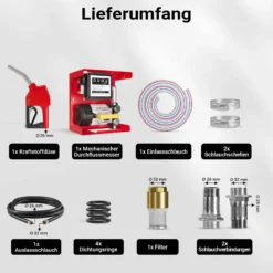 Wiltec Heizöl- und Dieselpumpe 230V/550W 20-60l/min selbstansaugend Pumpe mit automatischer Pistole, Kraftstoffpumpe, Absaugpumpe