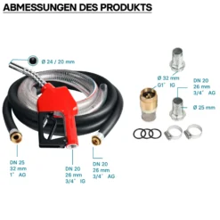 Wiltec Heizöl- und Dieselpumpe 230V/750W 80l/min selbstansaugend Pumpe mit automatischer Pistole, Kraftstoffpumpe, Absaugpumpe