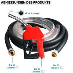Wiltec Heizöl- und Dieselpumpe 230V/550W 60l/min selbstansaugend Pumpe mit automatischer Pistole, Kraftstoffpumpe, Absaugpumpe