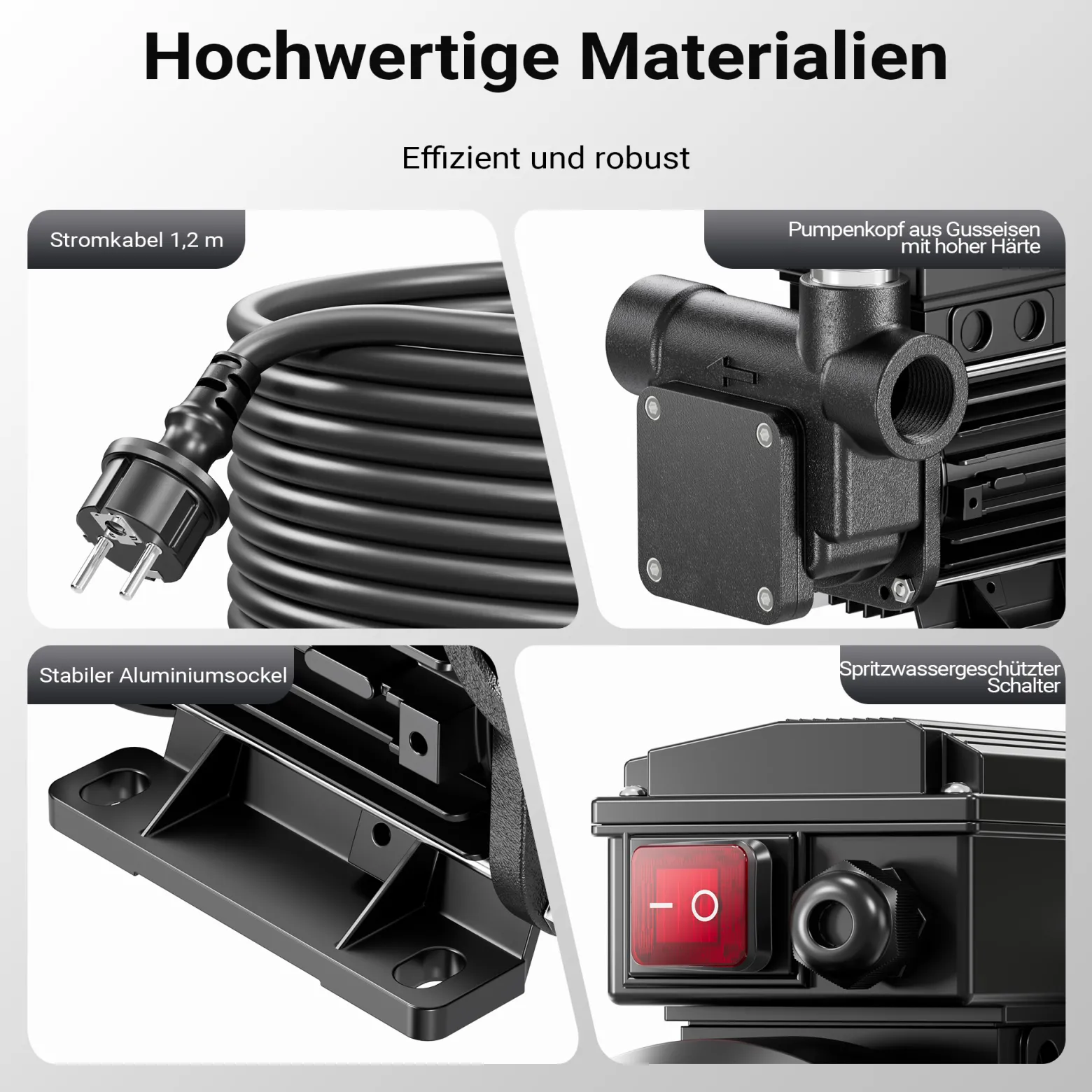 Wiltec Heizöl- und Dieselpumpe 230V 550W 80l/min, Selbstansaugende Umfüllpumpe mit 2 m Ansaughöhe und Rückschlagventil, Absaugpumpe