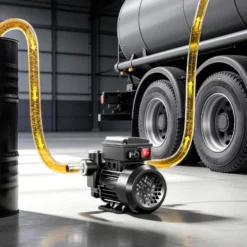 Wiltec Heizöl- und Dieselpumpe 230V 550W 80l/min, Selbstansaugende Umfüllpumpe mit 2 m Ansaughöhe und Rückschlagventil, Absaugpumpe
