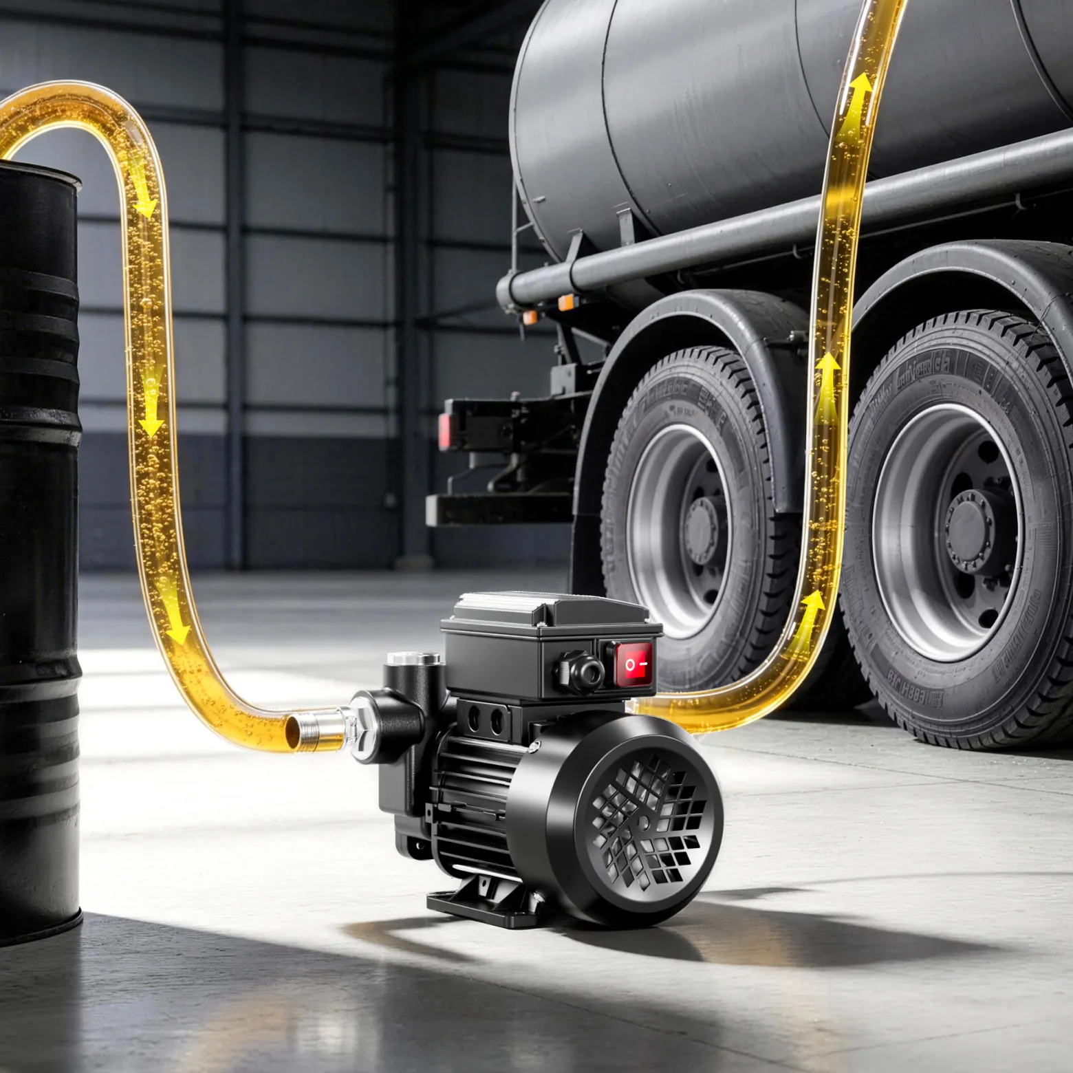 Wiltec Heizöl- und Dieselpumpe 230V 550W 80l/min, Selbstansaugende Umfüllpumpe mit 2 m Ansaughöhe und Rückschlagventil, Absaugpumpe