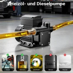 Wiltec Heizöl- und Dieselpumpe 230V 550W 80l/min, Selbstansaugende Umfüllpumpe mit 2 m Ansaughöhe und Rückschlagventil, Absaugpumpe