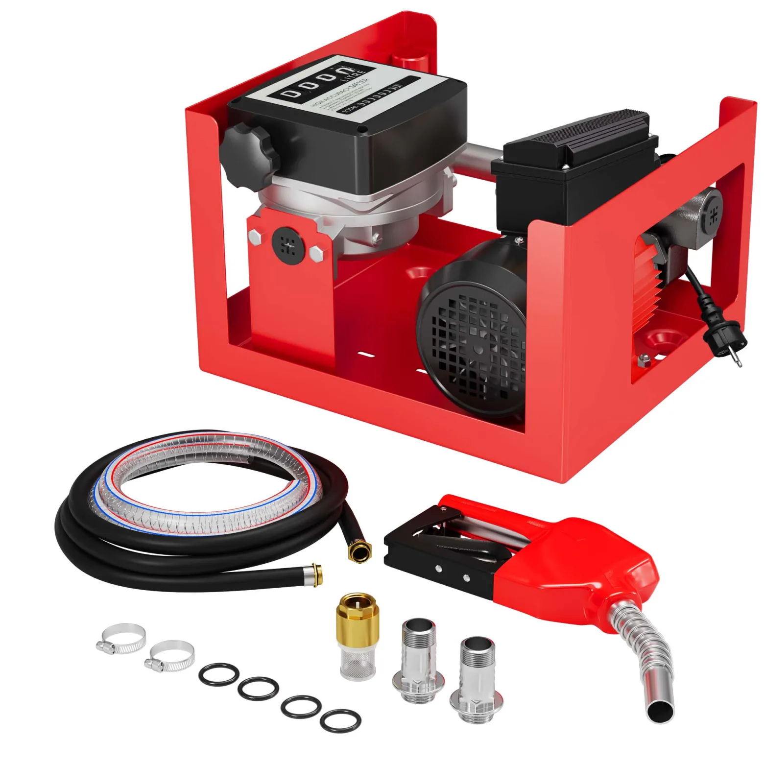 Wiltec Heizöl- und Dieselpumpe 230V/600W 40l/min selbstansaugend Pumpe mit automatischer Pistole, Kraftstoffpumpe, Absaugpumpe