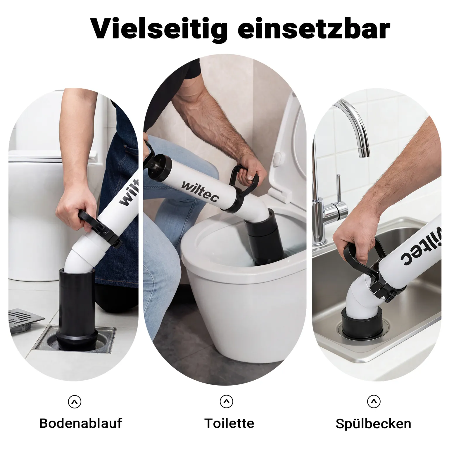 Wiltec Hochdruck Rohrreinigungspumpe zur schnellen Rohrreinigung Abflussreiniger für Bad und WC