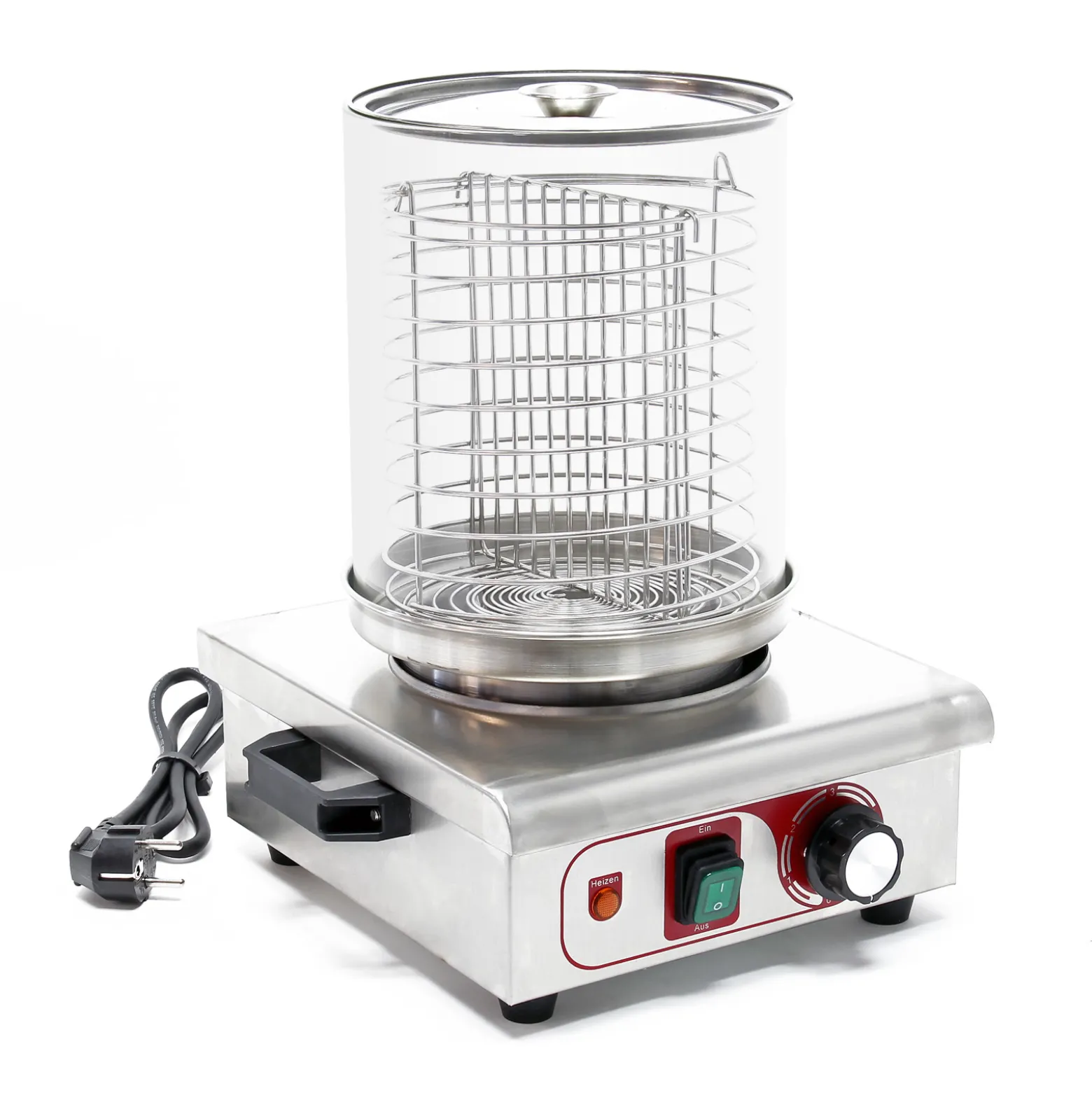 Wiltec Hot Dog Gerät 450 W aus Edelstahl, 260 x 290 x 380 mm, Wurstkocher Würstchenwärmer Hot Dog Maker Eierkocher Dämpfer