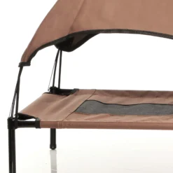 Wiltec Hundebett mit Dach Braun 60 x 45 x 16 cm Größe S bis 15 kg Outdoor Katzenliege Haustier Schlafplatz Sonnendach