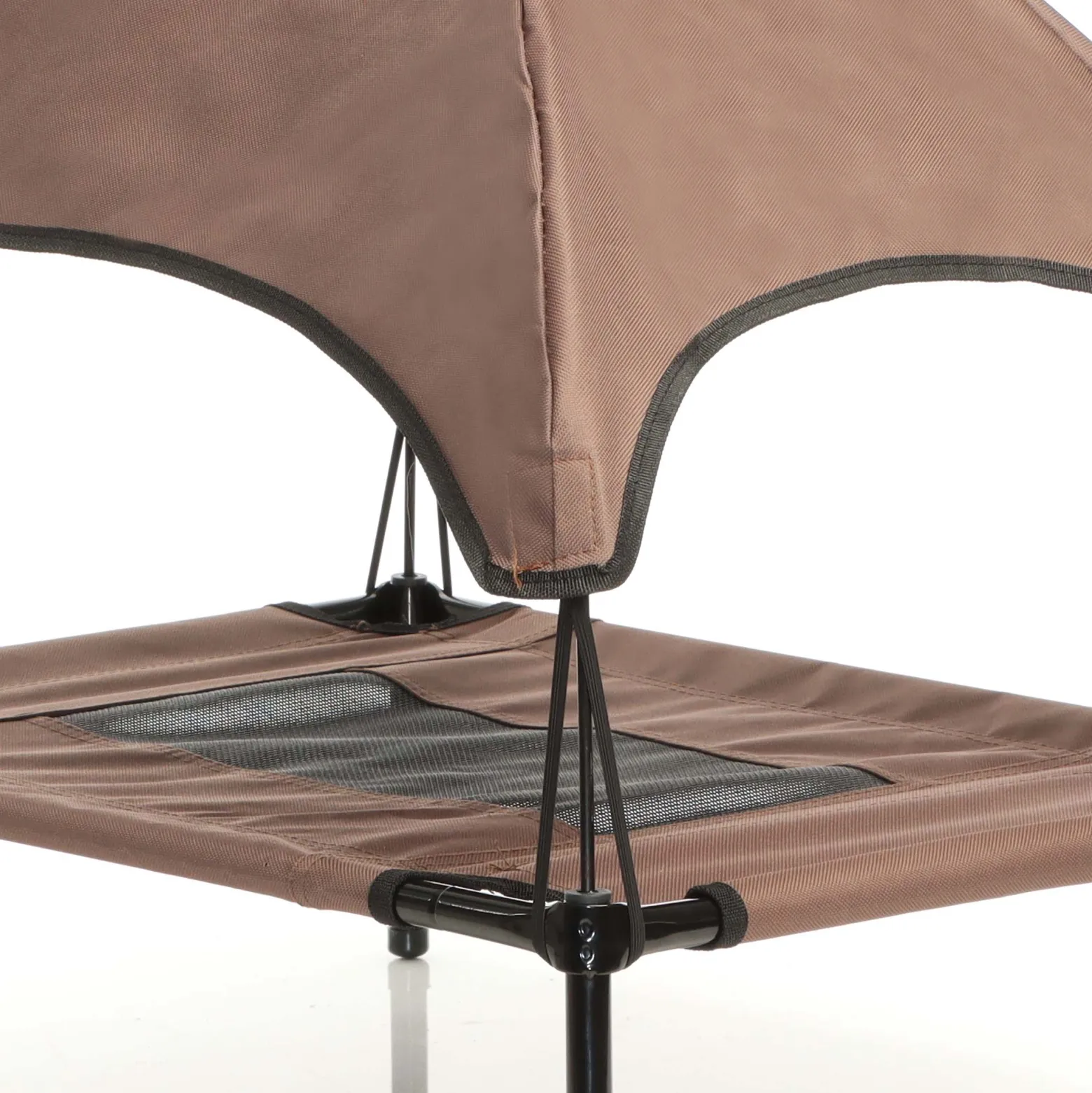 Wiltec Hundebett mit Dach Braun 91 x 76 x 16 cm Größe L bis 35 kg Outdoor Katzenliege Haustier Schlafplatz Sonnendach