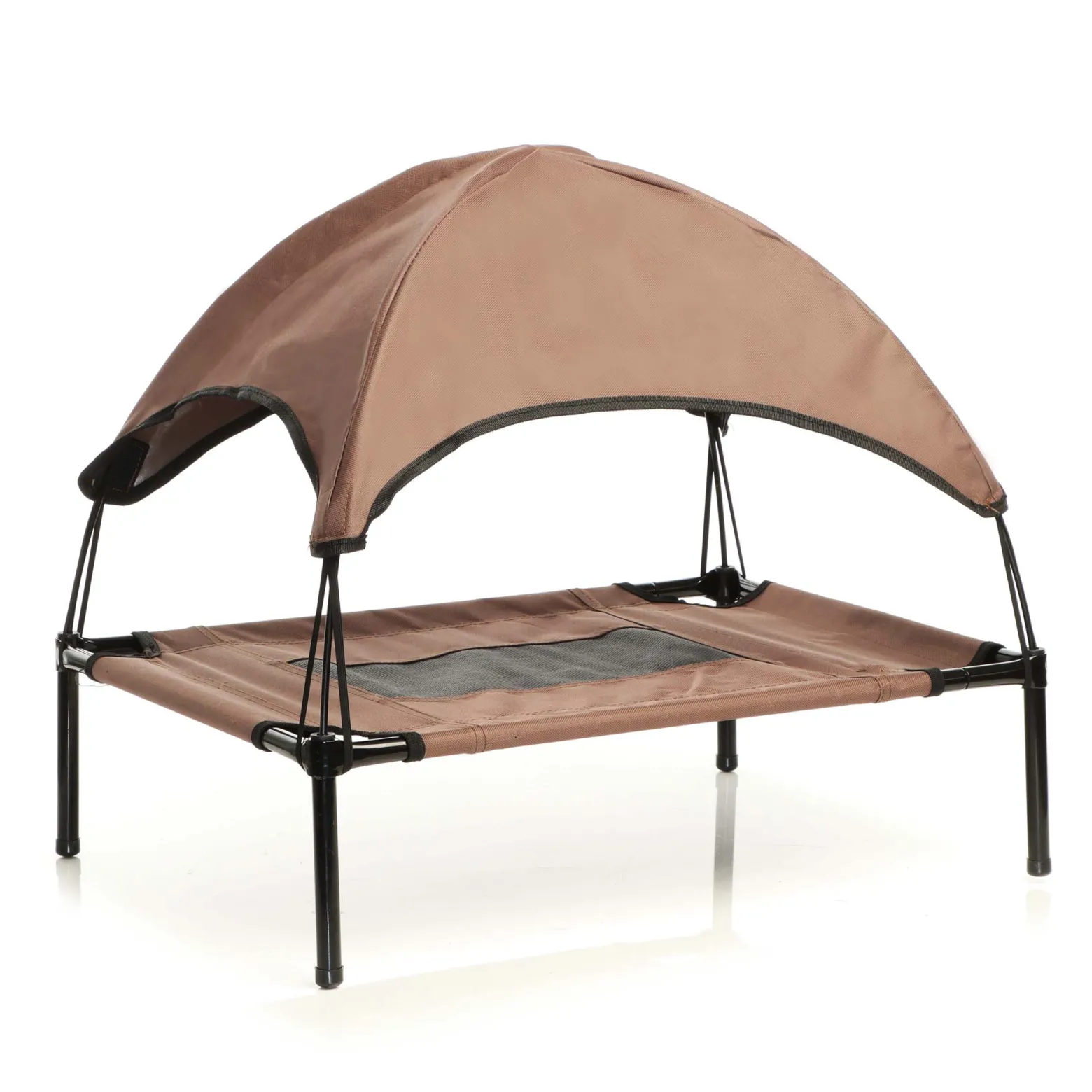 Wiltec Hundebett mit Dach Braun 91 x 76 x 16 cm Größe L bis 35 kg Outdoor Katzenliege Haustier Schlafplatz Sonnendach