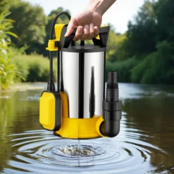 Wiltec 3 in 1 Flachsauger Tauchpumpe Edelstahl 750 W, Schmutzwasserpumpe 14000 l/h, Flachwasserpumpe mit Schwimmer, Flachsaugpumpe für Keller