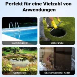Wiltec 3 in 1 Flachsauger Tauchpumpe Edelstahl 750 W, Schmutzwasserpumpe 14000 l/h, Flachwasserpumpe mit Schwimmer, Flachsaugpumpe für Keller